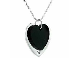 Double Heart Sterling Silver Genuine Onyx and Simulated Diamond CZ Pendant Double Heart Sterling Silver Genuine Onyx and Simulated Diamond CZ Pendant
