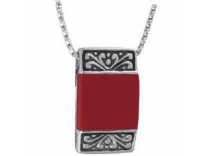 Vintage Sterling Silver Square Red Coral Pendant Vintage Sterling Silver Square Red Coral Pendant