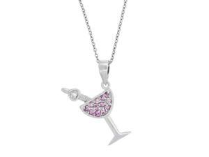 Sterling Silver Pink CZ Martini Glass Pendant Sterling Silver Pink CZ Martini Glass Pendant