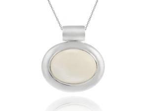 Sterling Silver Bold polished Genuine Mother of Pearl Slide/Pendant Sterling Silver Bold polished Genuine Mother of Pearl Slide/Pendant