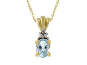 18k Gold over Silver Diamond Accented Oval Blue Topaz Pendant 18k Gold over Silver Diamond Accented Oval Blue Topaz Pendant