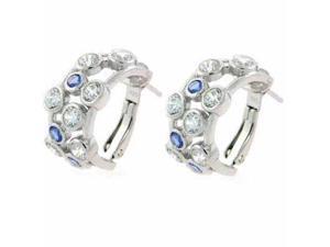 Designer Simulated Diamond CZ and Tanzanite CZ Sterling Silver Half Hoop Bubble Designer Simulated Diamond CZ and Tanzanite CZ Sterling Silver Half Hoop Bubble