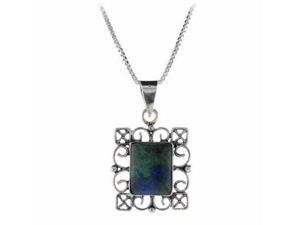 Genuine Azurite Stone Sterling Silver Filigree Rectangle Pendant Genuine Azurite Stone Sterling Silver Filigree Rectangle Pendant