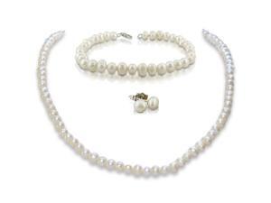 5-6mm Baroque Pearl Set, Necklace, Bracelet and Earrings in Sterling Silver 5-6mm Baroque Pearl Set, Necklace, Bracelet and Earrings in Sterling Silver