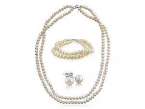 5-6mm 3 Piece Baroque Pearl Set with Necklace, Bracelet, and Earrings 5-6mm 3 Piece Baroque Pearl Set with Necklace, Bracelet, and Earrings
