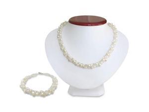 Swarovski Crystal and Pearl Neck and Bracelet Set, Sterling Silver Swarovski Crystal and Pearl Neck and Bracelet Set, Sterling Silver