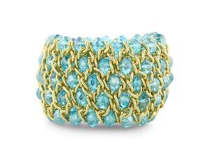 Shimmering Tropical Blue Crystal and Gold Tone Stretch Bracelet, Fits 6 To 7.5 Inches Shimmering Tropical Blue Crystal and Gold Tone Stretch Bracelet, Fits 6 To 7.5 Inches