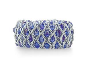 Iridescent Periwinkle Blue Crystal and Silver Tone Stretch Bracelet Iridescent Periwinkle Blue Crystal and Silver Tone Stretch Bracelet