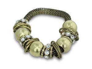 Gold Tone Rhinestone Stretch Charm Thick Bracelet, 7 Inches, Fits 7 to 8.5 Inches Gold Tone Rhinestone Stretch Charm Thick Bracelet, 7 Inches, Fits 7 to 8.5 Inches