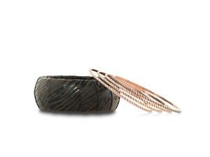 Set of Five Rose Gold Tone and Animal Print Bangle Bracelets, 7 Inches Set of Five Rose Gold Tone and Animal Print Bangle Bracelets, 7 Inches