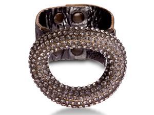 Grey Leather Rhinestone Studded Dome Bracelet, Fits Wrist Sizes 6-7 Grey Leather Rhinestone Studded Dome Bracelet, Fits Wrist Sizes 6-7