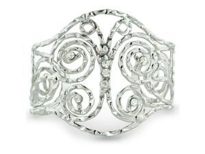 Butterfly Motif Hammered Wire Silver Tone 2 1/2 Inch Cuff Bracelet, Fits 6.5 to 8 Inch Wrist Butterfly Motif Hammered Wire Silver Tone 2 1/2 Inch Cuff Bracelet, Fits 6.5 to 8 Inch Wrist