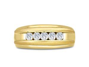 Men's 1/2ct Diamond Ring In 10K Yellow Gold, I-J-K, I1-I2 Men's 1/2ct Diamond Ring In 10K Yellow Gold, I-J-K, I1-I2