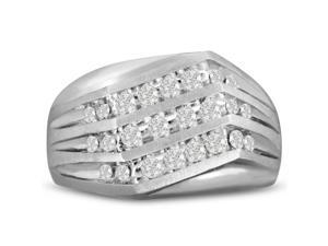 Men's 1ct Diamond Ring In 14K White Gold, G-H, I2-I3 Men's 1ct Diamond Ring In 14K White Gold, G-H, I2-I3
