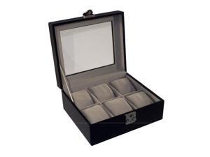 Royce Leather Suede Lined 'Aristo' Leather 6 Slot Watchbox, Black - 966-BLK-AR Royce Leather Suede Lined 'Aristo' Leather 6 Slot Watchbox, Black - 966-BLK-AR