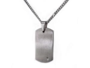 Stainless Steel Dog Tag Pendant w/ Diamond Stone Stainless Steel Dog Tag Pendant w/ Diamond Stone