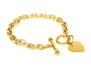 Stainless Steel "Gold Plated" Heart Tag Bracelet Stainless Steel "Gold Plated" Heart Tag Bracelet
