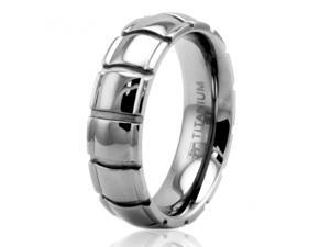 6mm High Polish Titanium Grooved Dome Ring 6mm High Polish Titanium Grooved Dome Ring
