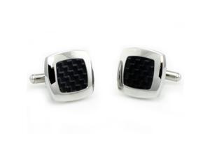 Tioneer Men's Stainless Steel Carbon Fiber Inlay Cuff Links Tioneer Men's Stainless Steel Carbon Fiber Inlay Cuff Links