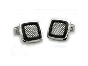 Tioneer Men's Two-Tone Stainless Steel Mesh Cuff Links Tioneer Men's Two-Tone Stainless Steel Mesh Cuff Links