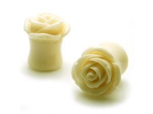 9/16" Gauge (14mm) Acrylic Tunnel White Rose Ear Plugs 9/16" Gauge (14mm) Acrylic Tunnel White Rose Ear Plugs