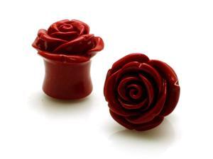 5/8" Gauge (16mm) Acrylic Tunnel Red Rose Ear Plugs 5/8" Gauge (16mm) Acrylic Tunnel Red Rose Ear Plugs