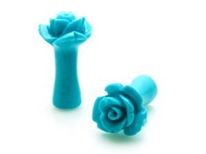 6g (4mm) Acrylic Tunnel Turquoise Rose Ear Plugs 6g (4mm) Acrylic Tunnel Turquoise Rose Ear Plugs