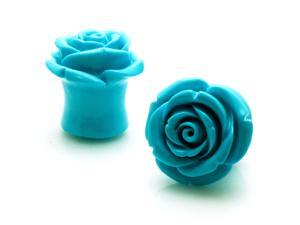 5/8" Gauge (16mm) Acrylic Tunnel Turquoise Rose Ear Plugs 5/8" Gauge (16mm) Acrylic Tunnel Turquoise Rose Ear Plugs
