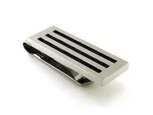 TIONEER® Men's Stainless Steel Money Clip with Triple Black Cable Inlay TIONEER® Men's Stainless Steel Money Clip with Triple Black Cable Inlay