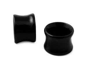 9/16" Gauge (14mm) Double Flare Acrylic Hollow Black Tunnel Expander Ear Plugs 9/16" Gauge (14mm) Double Flare Acrylic Hollow Black Tunnel Expander Ear Plugs