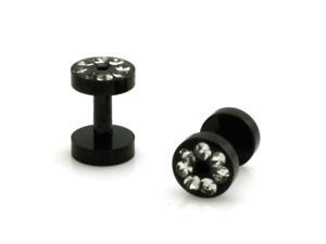 10g (2.5mm) Black Stainless Steel Hollow Tunnel Ring of Gems Ear Expander Ear Plugs 10g (2.5mm) Black Stainless Steel Hollow Tunnel Ring of Gems Ear Expander Ear Plugs