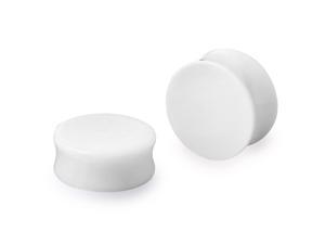 1" Gauge (25mm) Double Flare Acrylic Solid White Tunnel Expander Ear Plugs 1" Gauge (25mm) Double Flare Acrylic Solid White Tunnel Expander Ear Plugs