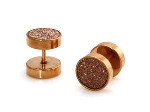 10mm Rose Gold Stainless Steel Silver Glitter Fake Cheater Plugs 10mm Rose Gold Stainless Steel Silver Glitter Fake Cheater Plugs