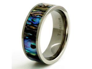 Titanium Fluorescent Abalone Shell Inlay Ring Titanium Fluorescent Abalone Shell Inlay Ring