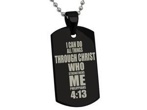 Black Stainless Steel Philippians 4:13 Bible Verse Dog Tag Black Stainless Steel Philippians 4:13 Bible Verse Dog Tag