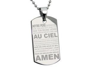 Stainless Steel Lord's Prayer French Translated Dog Tag Stainless Steel Lord's Prayer French Translated Dog Tag