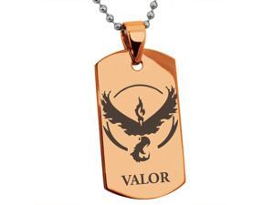 Rose Gold Stainless Steel Team Valor Moltres Pokémon Engraved Dog Tag Rose Gold Stainless Steel Team Valor Moltres Pokémon Engraved Dog Tag