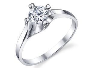 0.50 Carat Round Brilliant Cubic Zirconia CZ Sterling Silver 925 Wedding Engagement Ring with Twisted Prongs Size 6 0.50 Carat Round Brilliant Cubic Zirconia CZ Sterling Silver 925 Wedding Engagement Ring with Twisted Prongs Size 6