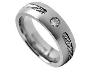 6MM Men's Titanium Ring Wedding Band with Stainless Steel Cables and Cubic Zirconia Size 12 6MM Men's Titanium Ring Wedding Band with Stainless Steel Cables and Cubic Zirconia Size 12
