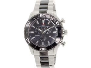 Swiss Precimax SP12056 Men's Valor Elite Silver Stainless-Steel Swiss Chronograph Watch w/ Black Dial
