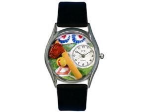 Softball Black Skin Leather And Silvertone Watch #S0820023 Softball Black Skin Leather And Silvertone Watch #S0820023