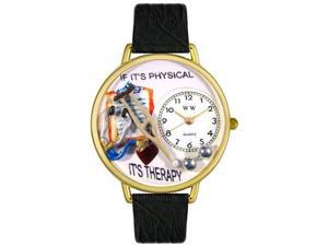 Physical Therapist Black Skin Leather And Goldtone Watch #G0620022 Physical Therapist Black Skin Leather And Goldtone Watch #G0620022