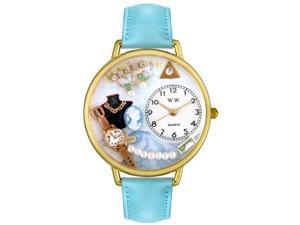 Jewelry Lover Pearls Blue Baby Blue Leather And Goldtone Watch #G0910013 Jewelry Lover Pearls Blue Baby Blue Leather And Goldtone Watch #G0910013