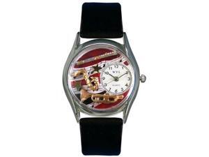 Wind Instruments Black Leather And Silvertone Watch #S0510015 Wind Instruments Black Leather And Silvertone Watch #S0510015