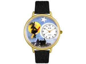 Halloween Flying Witch Black Skin Leather And Goldtone Watch #G1220001 Halloween Flying Witch Black Skin Leather And Goldtone Watch #G1220001