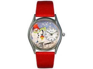 Christmas Snowman Red Leather And Silvertone Watch #S1220004 Christmas Snowman Red Leather And Silvertone Watch #S1220004