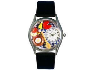 Gourmet Black Leather And Silvertone Watch #S0310001 Gourmet Black Leather And Silvertone Watch #S0310001