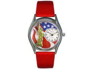 July 4th Patriotic Red Leather And Silvertone Watch #S1228001 July 4th Patriotic Red Leather And Silvertone Watch #S1228001