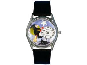 Halloween Flying Witch Black Leather And Silvertone Watch #S1220009 Halloween Flying Witch Black Leather And Silvertone Watch #S1220009