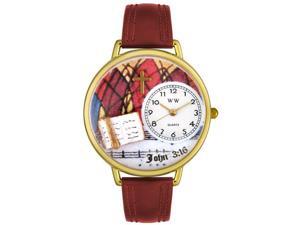 John 3:16 Burgundy Leather And Goldtone Watch #G0710002 John 3:16 Burgundy Leather And Goldtone Watch #G0710002